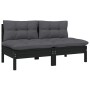 2-seater garden sofa with solid black pine wood cushions by vidaXL, Modular outdoor sofas - Ref: Foro24-806656, Price: 204,07...