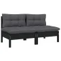 2-seater garden sofa with solid black pine wood cushions by vidaXL, Modular outdoor sofas - Ref: Foro24-806656, Price: 192,03...