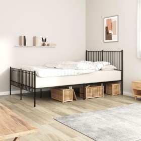 Estructura de cama cabecero y estribo metal negro 135x190 cm de vidaXL, Camas y somieres - Ref: Foro24-350881, Precio: 87,43 ...