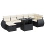 Set de sofás de jardín y cojines 8 piezas ratán sintético negro
