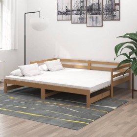 Sofá cama extraíble madera de pino marrón miel 2x(