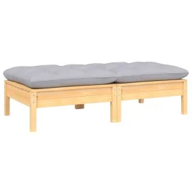 2-seater garden sofa with solid gray pine wood cushions by vidaXL, Modular outdoor sofas - Ref: Foro24-806657, Price: 122,75 ...