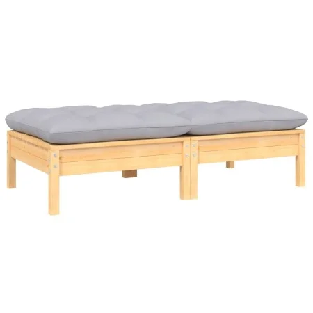 2-seater garden sofa with solid gray pine wood cushions by vidaXL, Modular outdoor sofas - Ref: Foro24-806657, Price: 122,75 ...