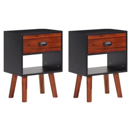 VidaXL Mesitas de noche 2 unidades madera de acacia maciza
