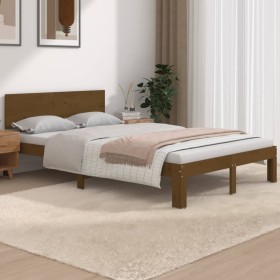 Estructura de cama madera maciza marrón 120x190 cm