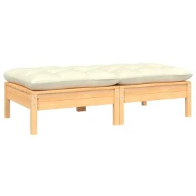 2-seater garden sofa in solid pine wood with cream cushions by vidaXL, Modular outdoor sofas - Ref: Foro24-806658, Price: 131...