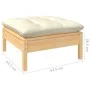 2-Sitzer-Gartensofa aus massivem Kiefernholz mit cremefarbenen Kissen von vidaXL, Modulare Sofas für den Außenbereich - Ref: ...