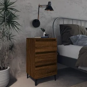 Bedside table with oak brown metal legs 40x35x69 cm by vidaXL, Nightstands - Ref: Foro24-813144, Price: 57,44 €, Discount: %