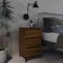 Mesita de noche con patas de metal marrón roble 40x35x69 cm de vidaXL, Mesitas de noche - Ref: Foro24-813144, Precio: 57,44 €...