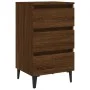Mesita de noche con patas de metal marrón roble 40x35x69 cm de vidaXL, Mesitas de noche - Ref: Foro24-813144, Precio: 57,44 €...