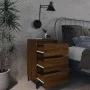 Mesita de noche con patas de metal marrón roble 40x35x69 cm de vidaXL, Mesitas de noche - Ref: Foro24-813144, Precio: 57,44 €...
