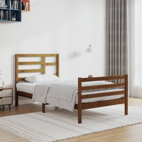 Estructura de cama madera maciza marrón miel 90x200 cm