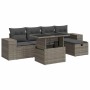 Set de muebles de jardín 6 pzas y cojines ratán sintético gris