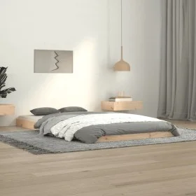 Solid pine wood bed frame 100x200 cm by vidaXL, Beds and slatted bases - Ref: Foro24-823454, Price: 58,62 €, Discount: %