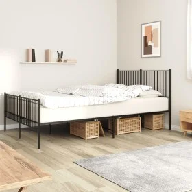 Black metal headboard and footboard bed frame 160x200 cm by vidaXL, Beds and slatted bases - Ref: Foro24-350885, Price: 116,7...