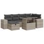 Set de sofás de jardín 8 pzas y cojines ratán sintético gris