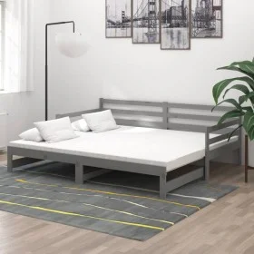 Removable sofa bed solid gray pine wood 2x(90x200) cm by vidaXL, Beds and slatted bases - Ref: Foro24-806957, Price: 184,80 €...