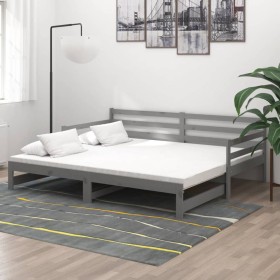 Sofá cama extraíble madera maciza de pino gris 2x(90x200) cm de vidaXL, Camas y somieres - Ref: Foro24-806957, Precio: 186,30...