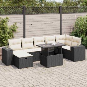 Set de muebles de jardín 5 pzas y cojines ratán sintético negro