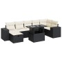 Set de muebles de jardín 5 pzas y cojines ratán sintético negro
