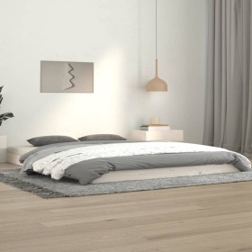 Estructura de cama de madera maciza de pino blanco 140x190 cm de vidaXL, Camas y somieres - Ref: Foro24-823465, Precio: 79,81...