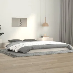 Solid white pine wood bed frame 140x190 cm by vidaXL, Beds and slatted bases - Ref: Foro24-823465, Price: 78,47 €, Discount: %