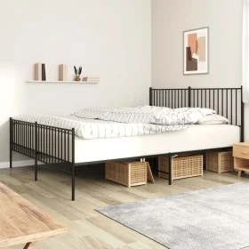 Black metal headboard and footboard bed frame 183x213cm by vidaXL, Beds and slatted bases - Ref: Foro24-350887, Price: 113,73...