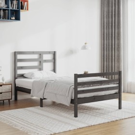 Estructura de cama de madera maciza gris 100x200 cm