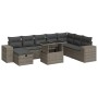 Set de sofás de jardín con cojines 9 pzas ratán sintético gris