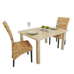Sillas de comedor 2 unidades madera maciza de mango y abacá Sillas de comedor 2 unidades madera maciza de mango y abacá