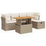 Set sofás jardín y cojines 6 pzas ratán sintético acacia beige