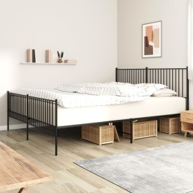 Estructura de cama cabecero y estribo metal negro 200x200 cm de vidaXL, Camas y somieres - Ref: Foro24-350889, Precio: 113,51...