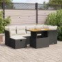 Set sofás jardín y cojines 7 pzas ratán sintético acacia negro