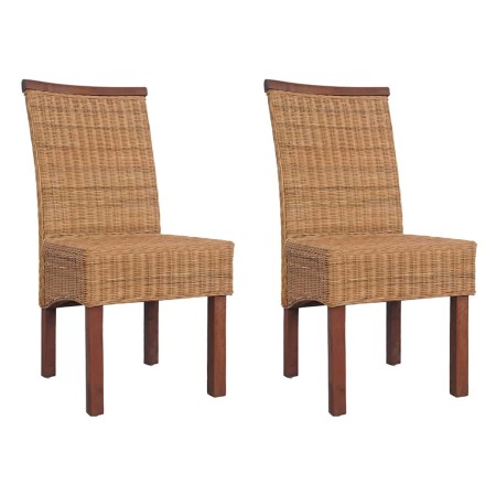 Sillas de comedor 2 unidades ratán natural marrón