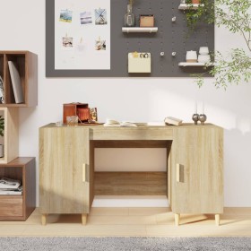 Schreibtisch aus Sonoma-Eichensperrholz, 140 x 50 x 75 cm von vidaXL, Schreibtische - Ref: Foro24-812765, Preis: 103,88 €, Ra...