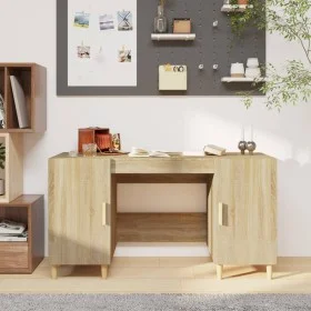 Schreibtisch aus Sonoma-Eichensperrholz, 140 x 50 x 75 cm von vidaXL, Schreibtische - Ref: Foro24-812765, Preis: 102,80 €, Ra...
