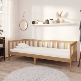 Sofá cama madera maciza de pino marrón miel 90x200 cm de vidaXL, Camas y somieres - Ref: Foro24-806943, Precio: 120,62 €, Des...