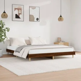 Oak brown engineered wood bed frame 140x200 cm by vidaXL, Beds and slatted bases - Ref: Foro24-832044, Price: 112,84 €, Disco...