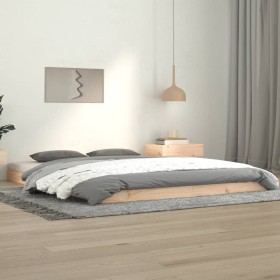 Estructura de cama de madera maciza de pino 140x190 cm de vidaXL, Camas y somieres - Ref: Foro24-823464, Precio: 88,49 €, Des...