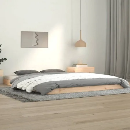 Estructura de cama de madera maciza de pino 140x190 cm de vidaXL, Camas y somieres - Ref: Foro24-823464, Precio: 87,22 €, Des...