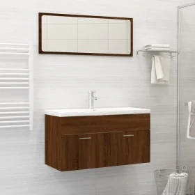 2-teiliges Badezimmermöbel-Set aus eichenbraunem Sperrholz von vidaXL, Badezimmermöbel - Ref: Foro24-826625, Preis: 61,19 €, ...