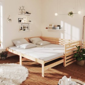 Sofá cama extraíble madera maciza de pino 2x(90x200) cm