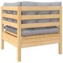 2-seater garden sofa with gray cushions in solid pine wood by vidaXL, Modular outdoor sofas - Ref: Foro24-806645, Price: 168,...