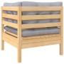 2-Sitzer-Gartensofa mit grauen Kissen aus massivem Kiefernholz von vidaXL, Modulare Sofas für den Außenbereich - Ref: Foro24-...