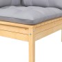 2-Sitzer-Gartensofa mit grauen Kissen aus massivem Kiefernholz von vidaXL, Modulare Sofas für den Außenbereich - Ref: Foro24-...
