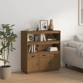 Aparador alto madera maciza de pino marrón miel 100x40x108,5 cm de vidaXL, Aparadores - Ref: Foro24-820165, Precio: 216,78 €,...