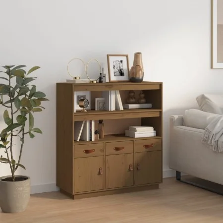 Tall solid pine wood sideboard in honey brown color, 100x40x108.5 cm by vidaXL, Sideboards - Ref: Foro24-820165, Price: 216,8...