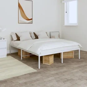 White metal bed frame 140x190 cm by vidaXL, Beds and slatted bases - Ref: Foro24-350913, Price: 89,60 €, Discount: %