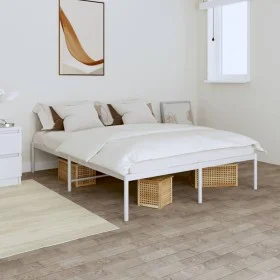 White metal bed frame 140x200 cm by vidaXL, Beds and slatted bases - Ref: Foro24-350914, Price: 101,60 €, Discount: %