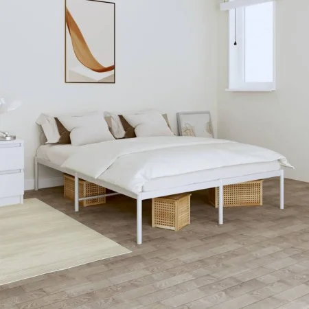Bettgestell aus weißem Metall, 140 x 200 cm von vidaXL, Betten und Lattenroste - Ref: Foro24-350914, Preis: 101,74 €, Rabatt: %